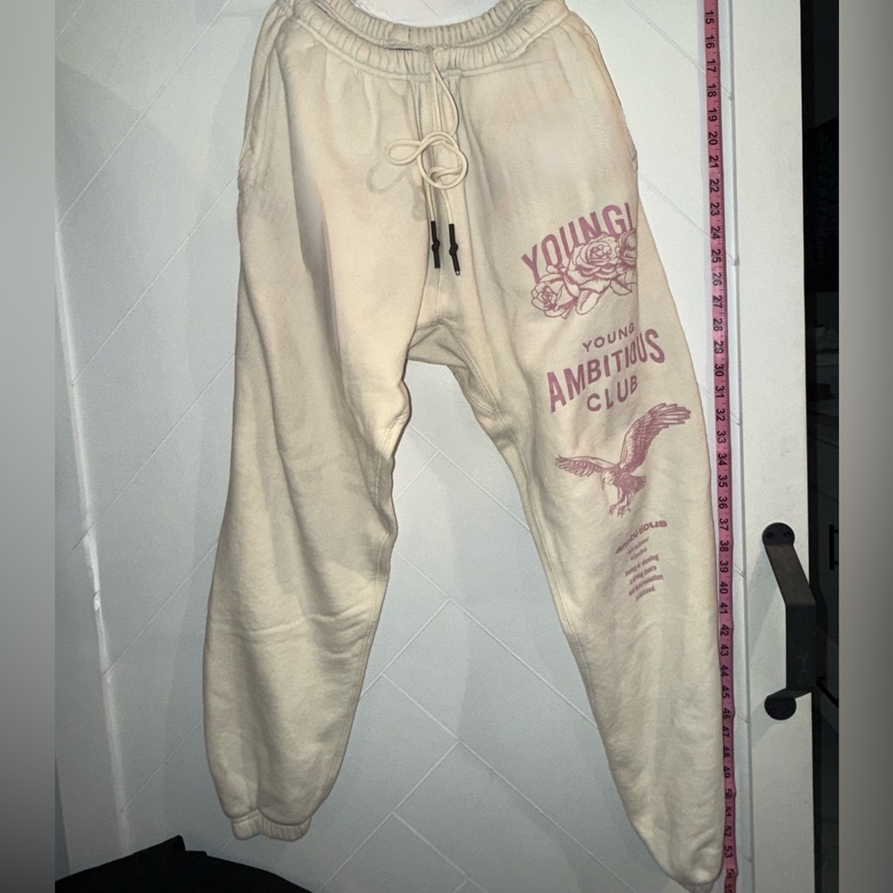 Y2K YoungLA Ambitious Club Cream premium cttn Sweatpants jogger XL pristine - Picture 5 of 15